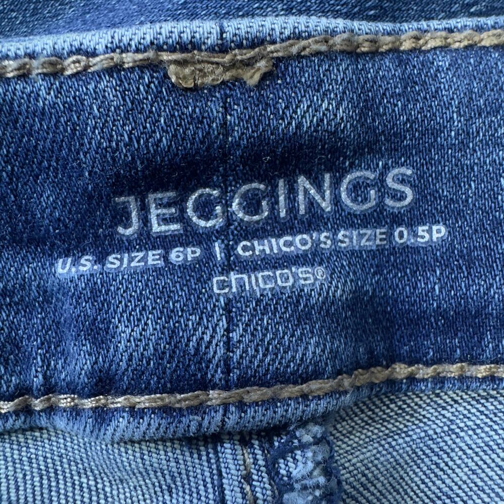 Chico’s 35th anniversary denim floral velvet embroidered jeggins sz 0.5P boho - Picture 8 of 12